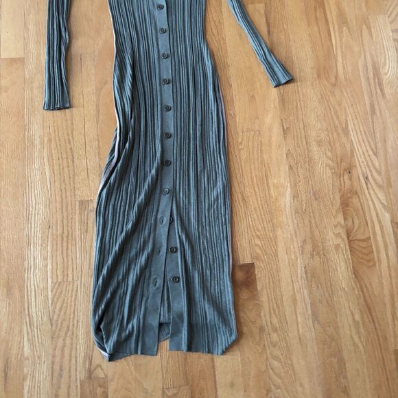 Naadam Cardigan Dress Womens Size XS Green Ribbed NEW NWT - Picture 3 of 9